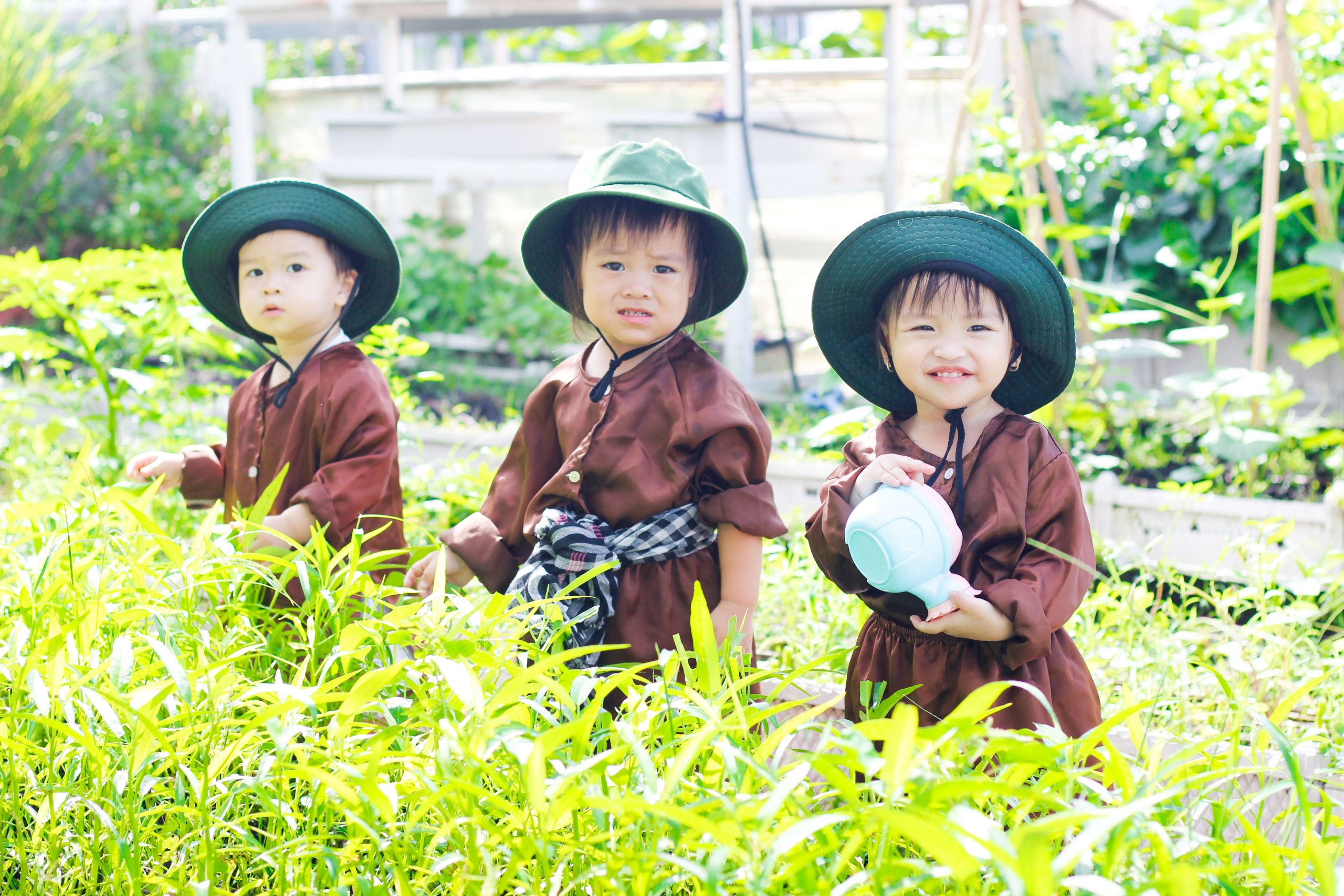 Giữa ánh nắng vàng rực rỡ, những bác nông dân nhỏ VBBS đang chăm sóc cho mầm cây xanh tươi trong vườn và chờ đợi cho mùa thu hoạch.